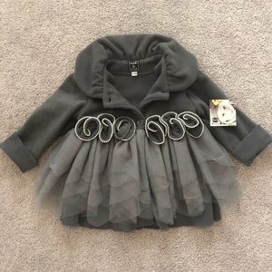Little girl’s Grey Dress Coat with Pearl accents!